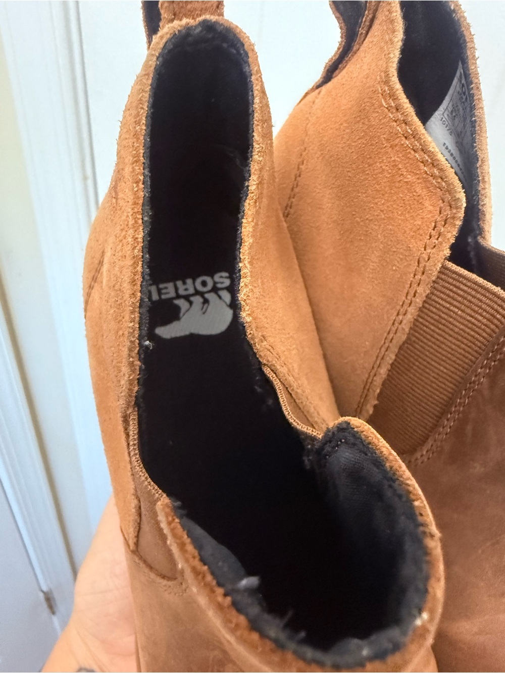 Sorel Light Brown Evie II Leather Wedge Boots 8.5 Gorpcore Outdoor Winter - Picture 3 of 8